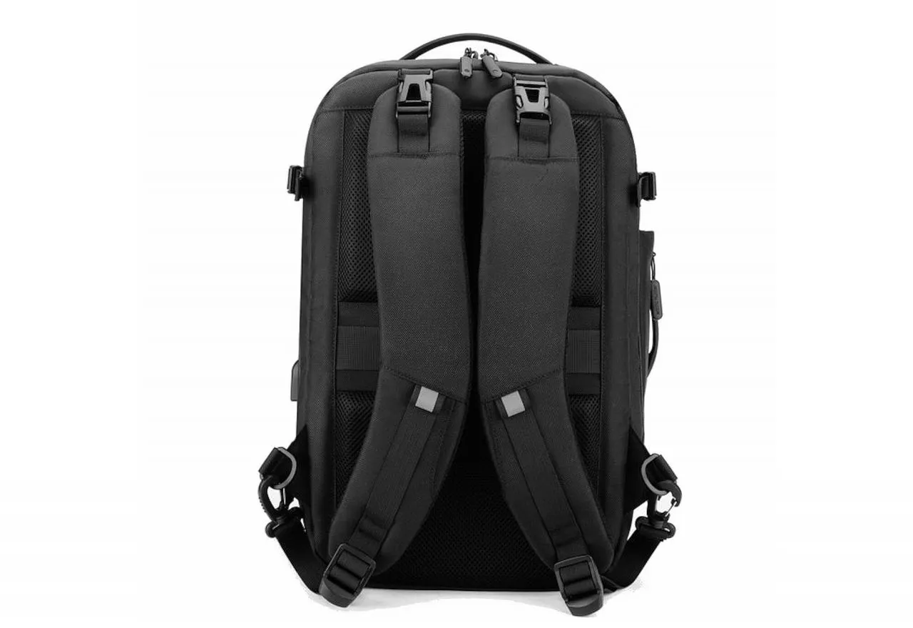 Mochila/maleta Nilon Negro 3 Compartimentos Con Cargador