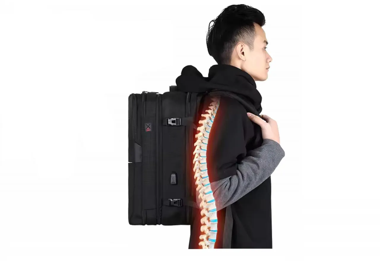 Mochila/maleta Nilon Negro 3 Compartimentos Con Cargador