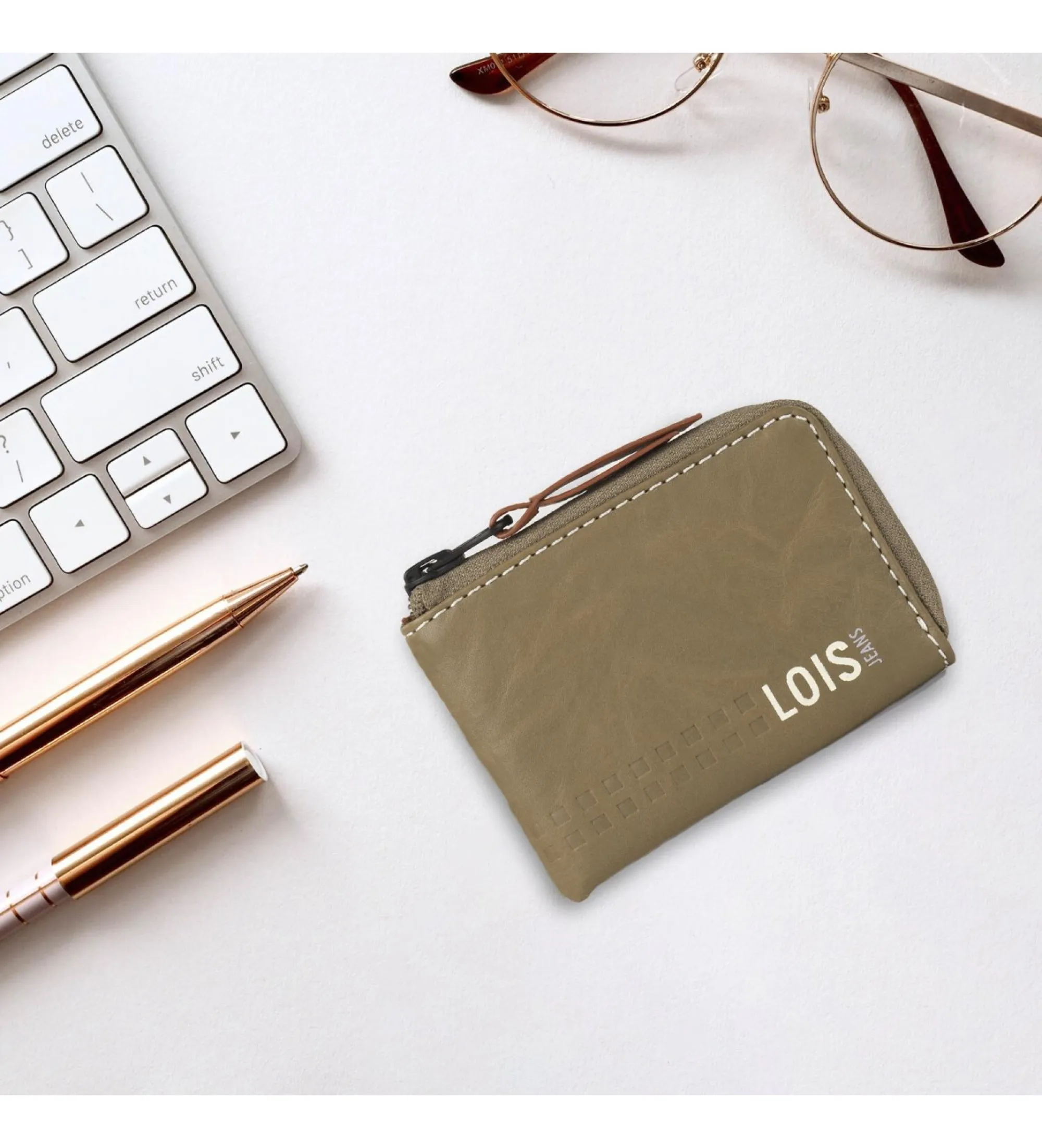 MONEDERO DE PIEL 205544 COLOR KAKICUERO