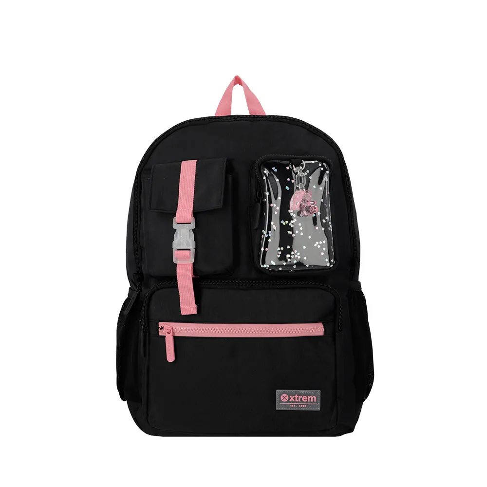 Morral para laptop 15 de mujer Cleveland negra/rosada