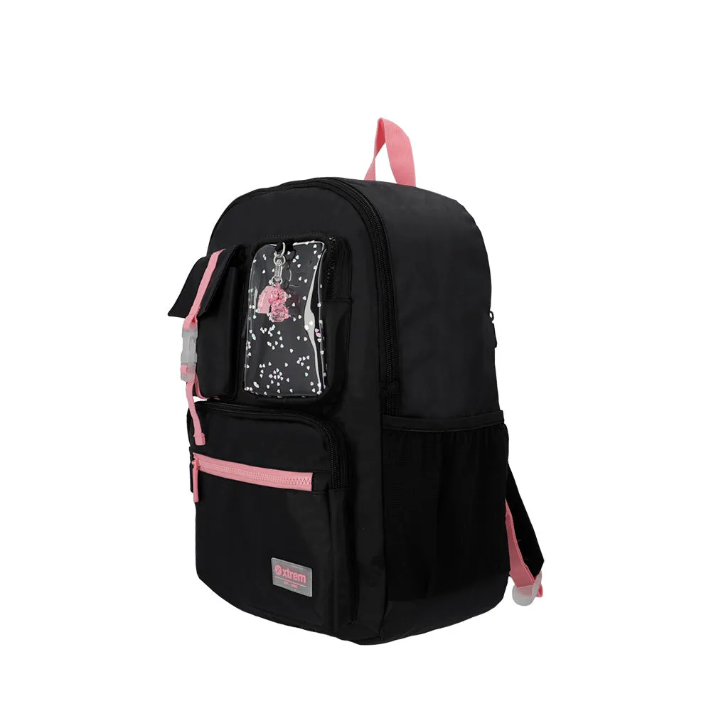 Morral para laptop 15 de mujer Cleveland negra/rosada