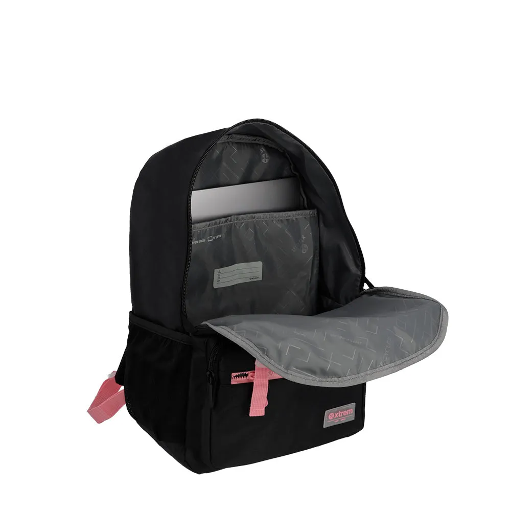 Morral para laptop 15 de mujer Cleveland negra/rosada