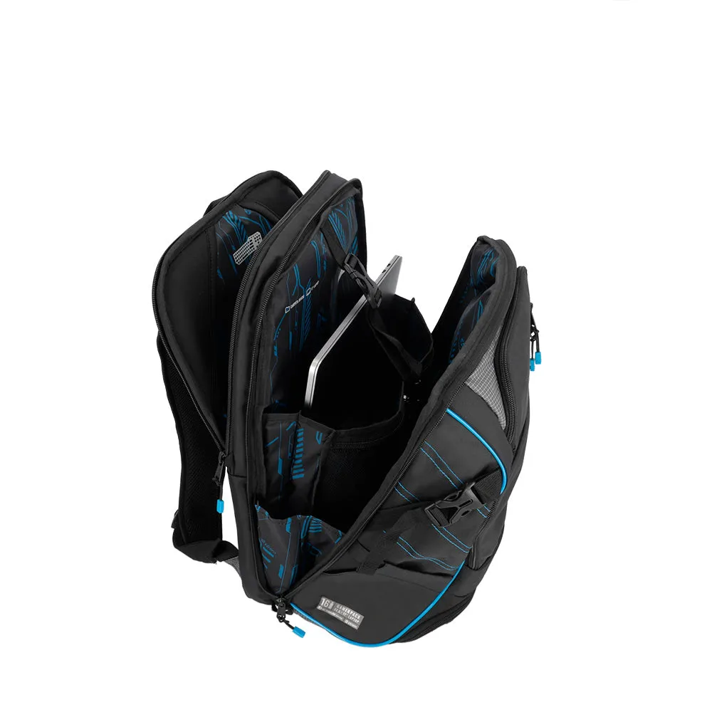 Morral para laptop 17 de hombre Gamerpack negro/azul