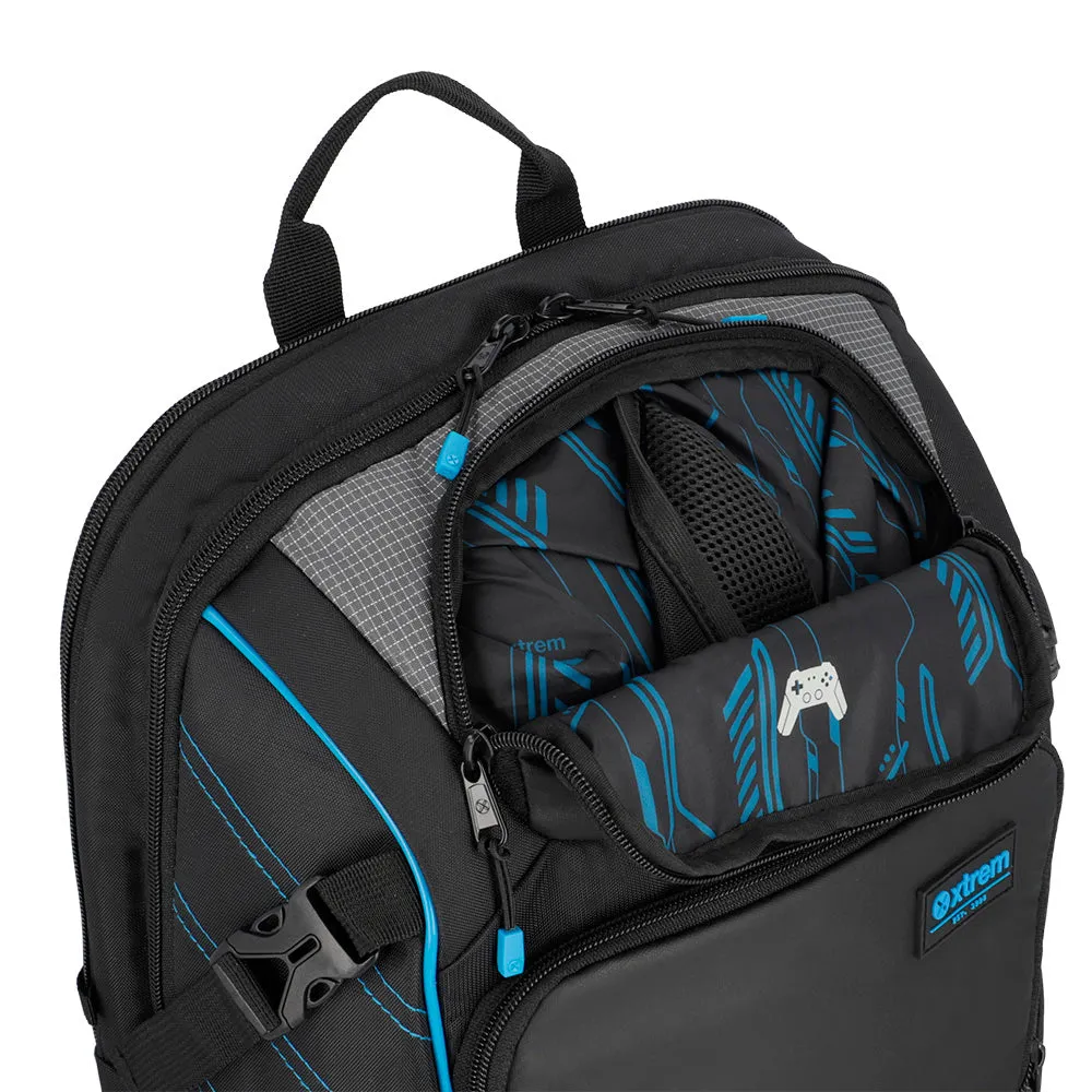 Morral para laptop 17 de hombre Gamerpack negro/azul