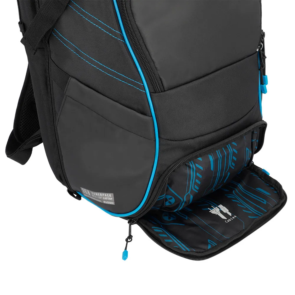 Morral para laptop 17 de hombre Gamerpack negro/azul