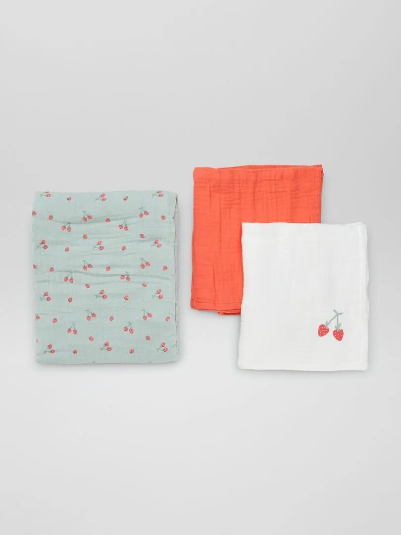 PACK DE 3 MUSELINAS PARA BEBé  AZUL