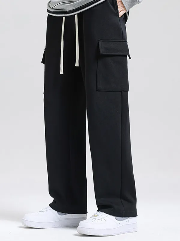 Pantalones cargo con cordón y múltiples bolsillos para hombre