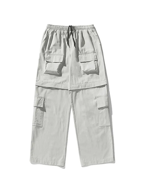 Pantalones cargo con empalme de múltiples bolsillos para hombre