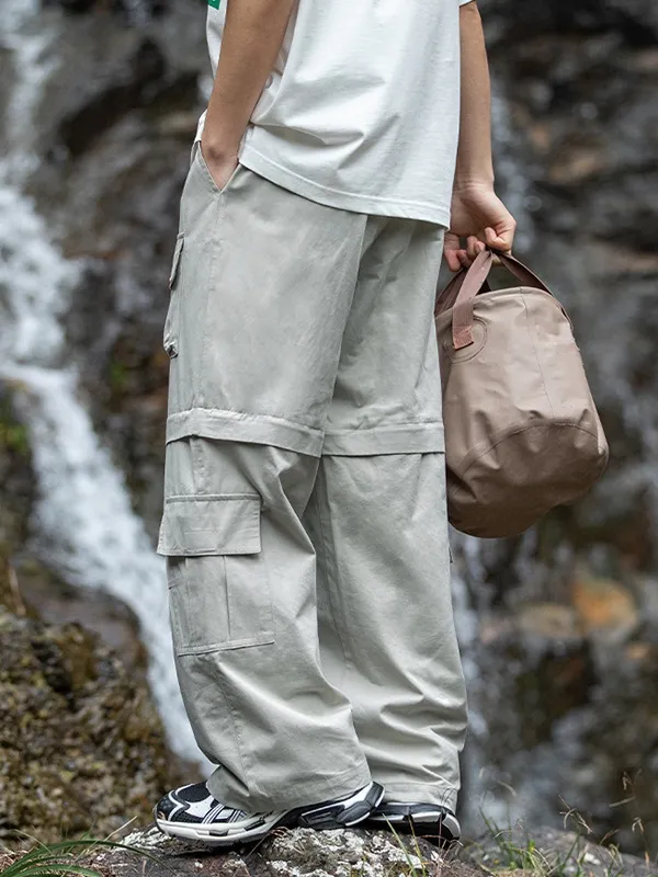 Pantalones cargo con empalme de múltiples bolsillos para hombre
