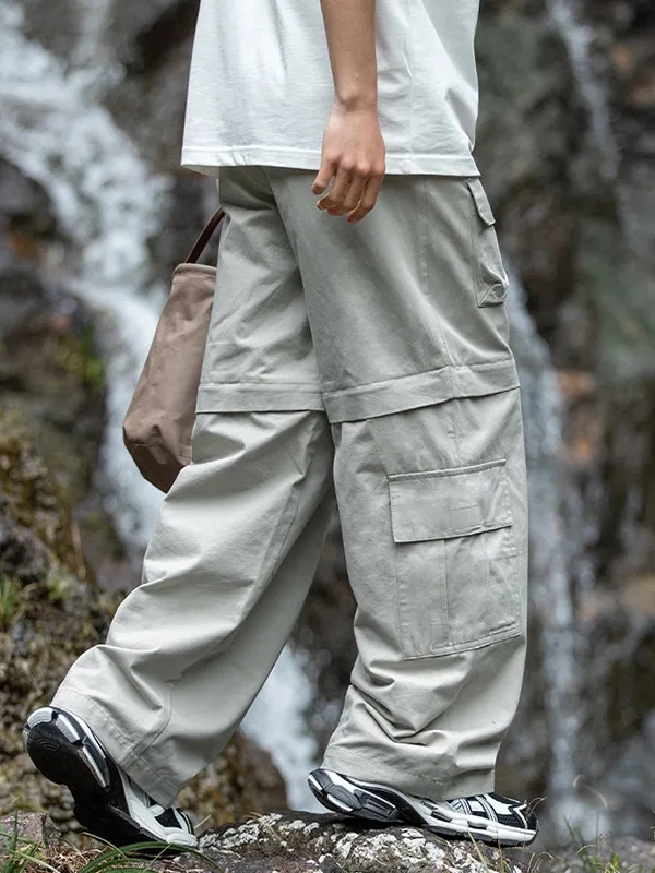 Pantalones cargo con empalme de múltiples bolsillos para hombre