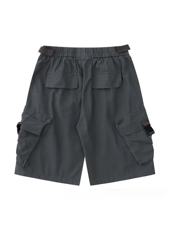 Pantalones cortos con detalle de hebilla y múltiples bolsillos Hip Pop