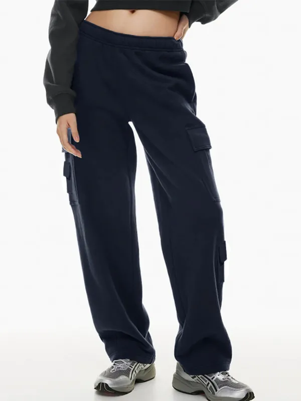 Pantalones deportivos lisos con múltiples bolsillos