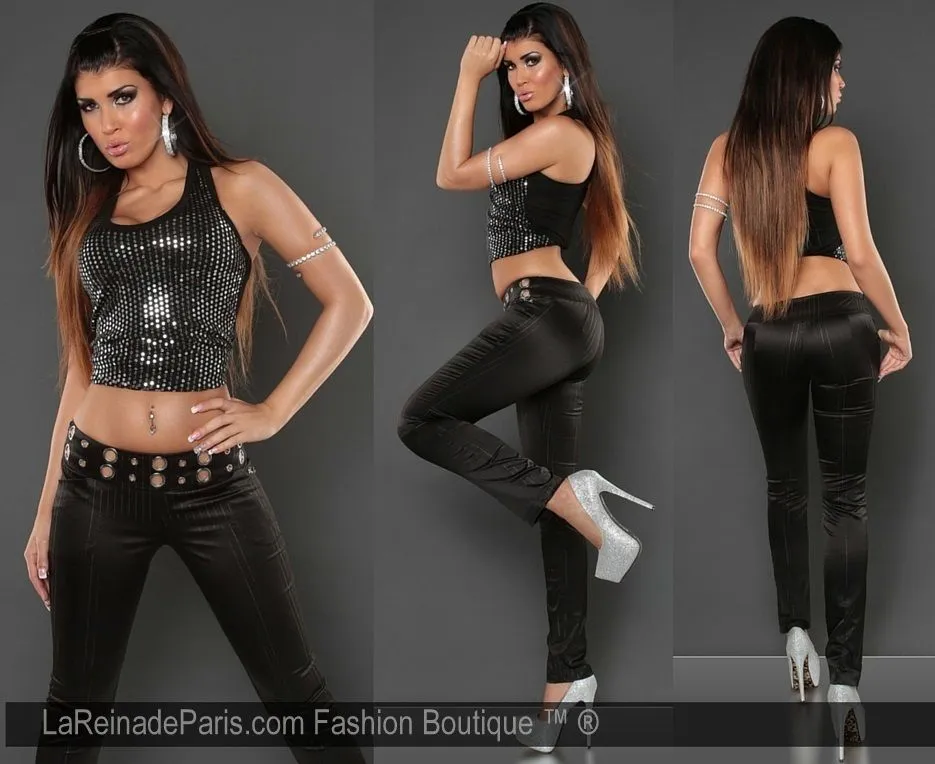 Pantalón ajustado con tela a rayas
