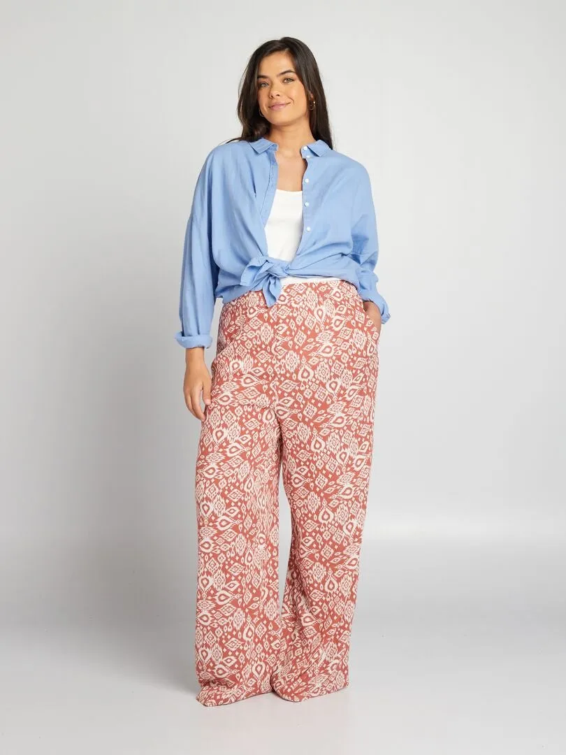 PANTALóN ANCHO DE CINTURA ELáSTICA  MARRON
