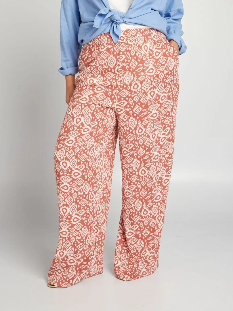 PANTALóN ANCHO DE CINTURA ELáSTICA  MARRON