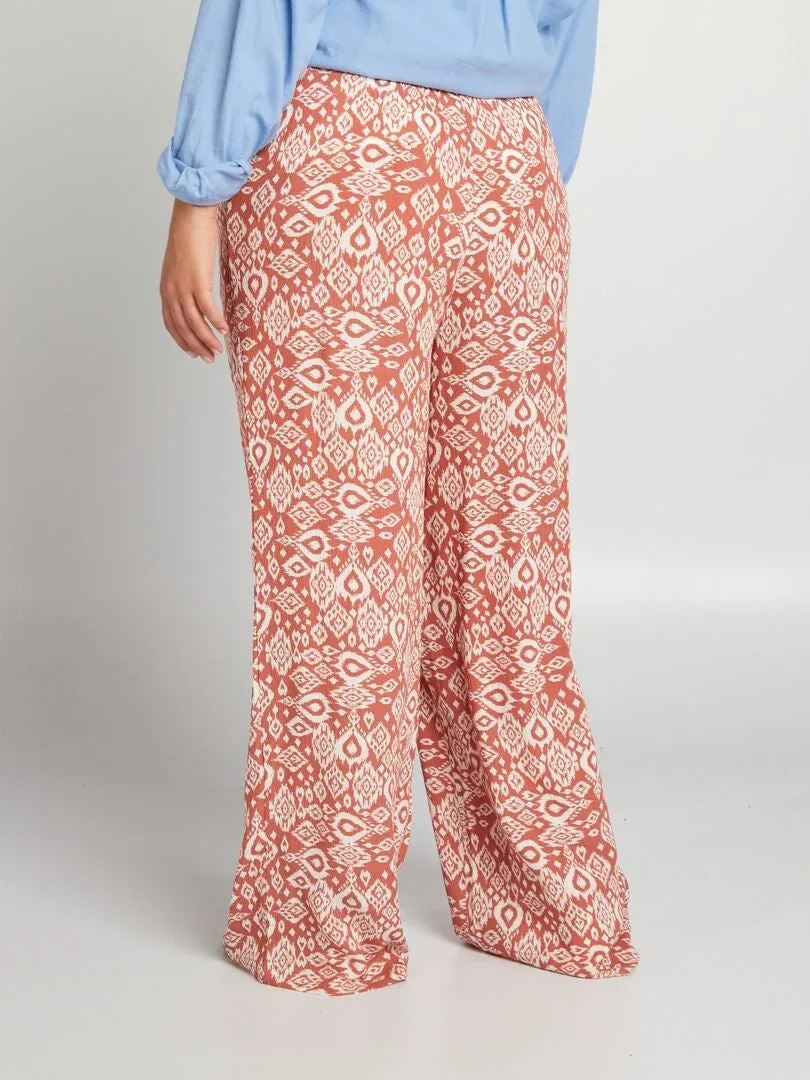 PANTALóN ANCHO DE CINTURA ELáSTICA  MARRON