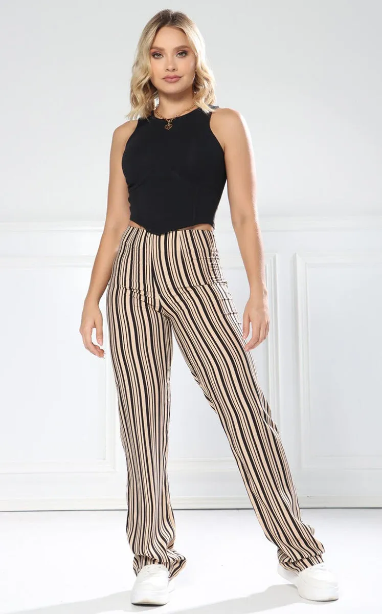 Pantalón Camel Rayas Recto