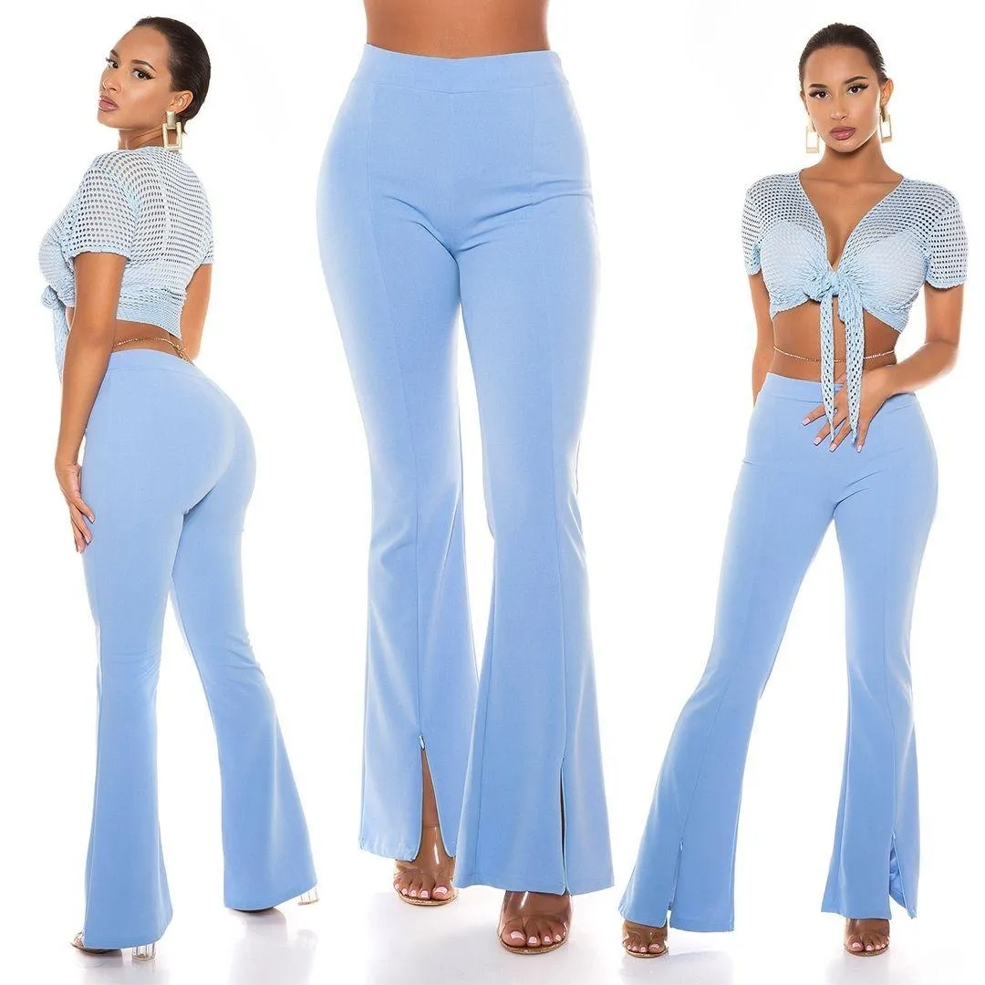 Pantalón ceñido de cintura alta azul 