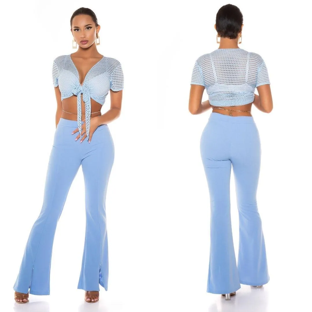 Pantalón ceñido de cintura alta azul 