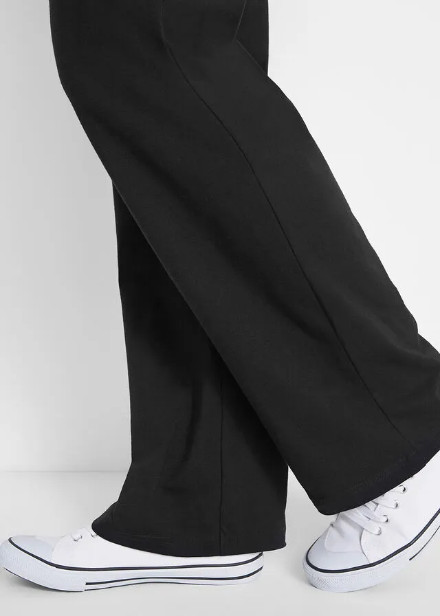 Pantalón con cintura vuelta, corte recto Negro