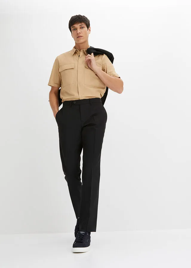 Pantalón de estilo ejecutivo con corte regular y recto Negro