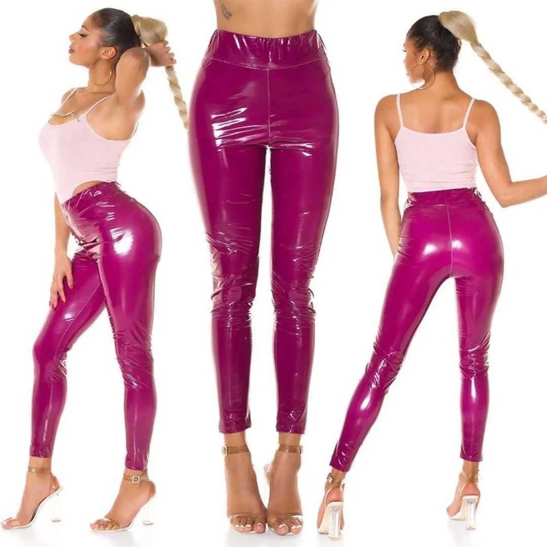 Pantalón latex paper bag burdeos