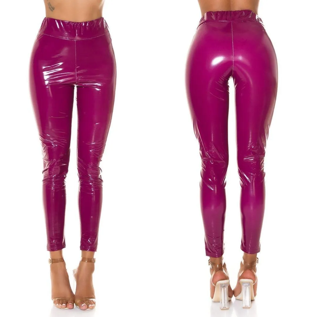 Pantalón latex paper bag burdeos