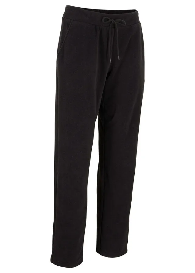 Pantalón polar de corte recto Negro