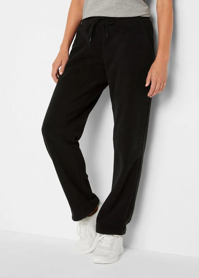 Pantalón polar de corte recto Negro