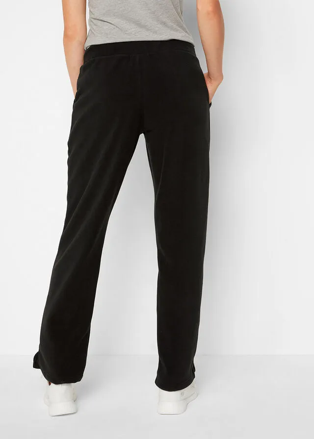 Pantalón polar de corte recto Negro