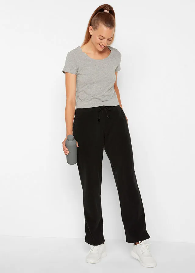 Pantalón polar de corte recto Negro