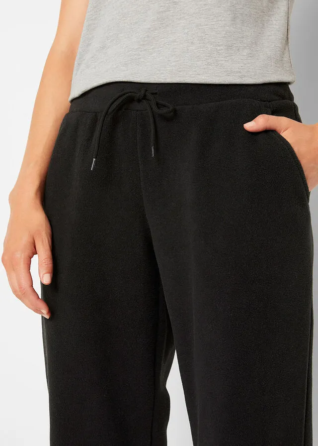 Pantalón polar de corte recto Negro