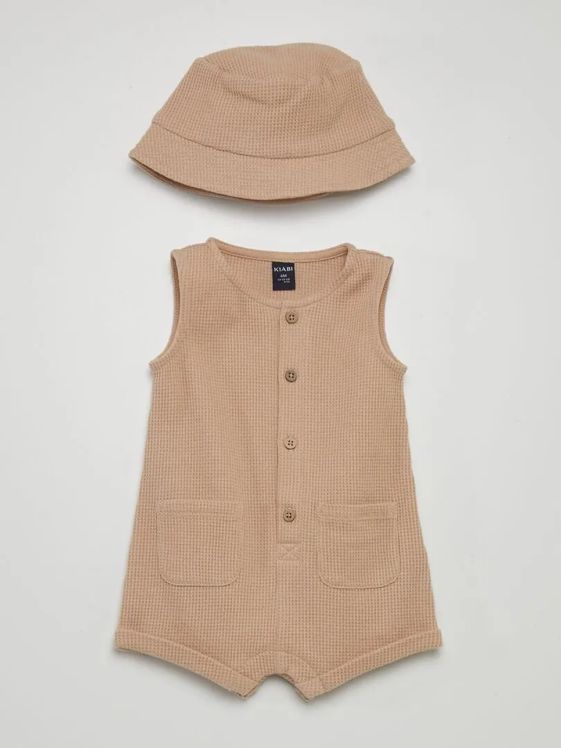 PELELE DE NIDO DE ABEJA + BUCKET  2 PIEZAS  BEIGE