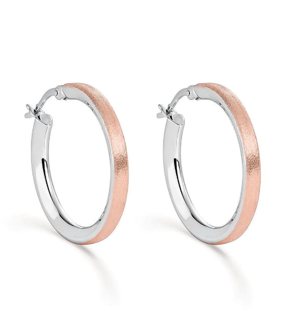 PENDIENTES ITEMPORALITY ARO TEXTURA PLATA BAñO BICOLOR ROSE  SEA400371UU