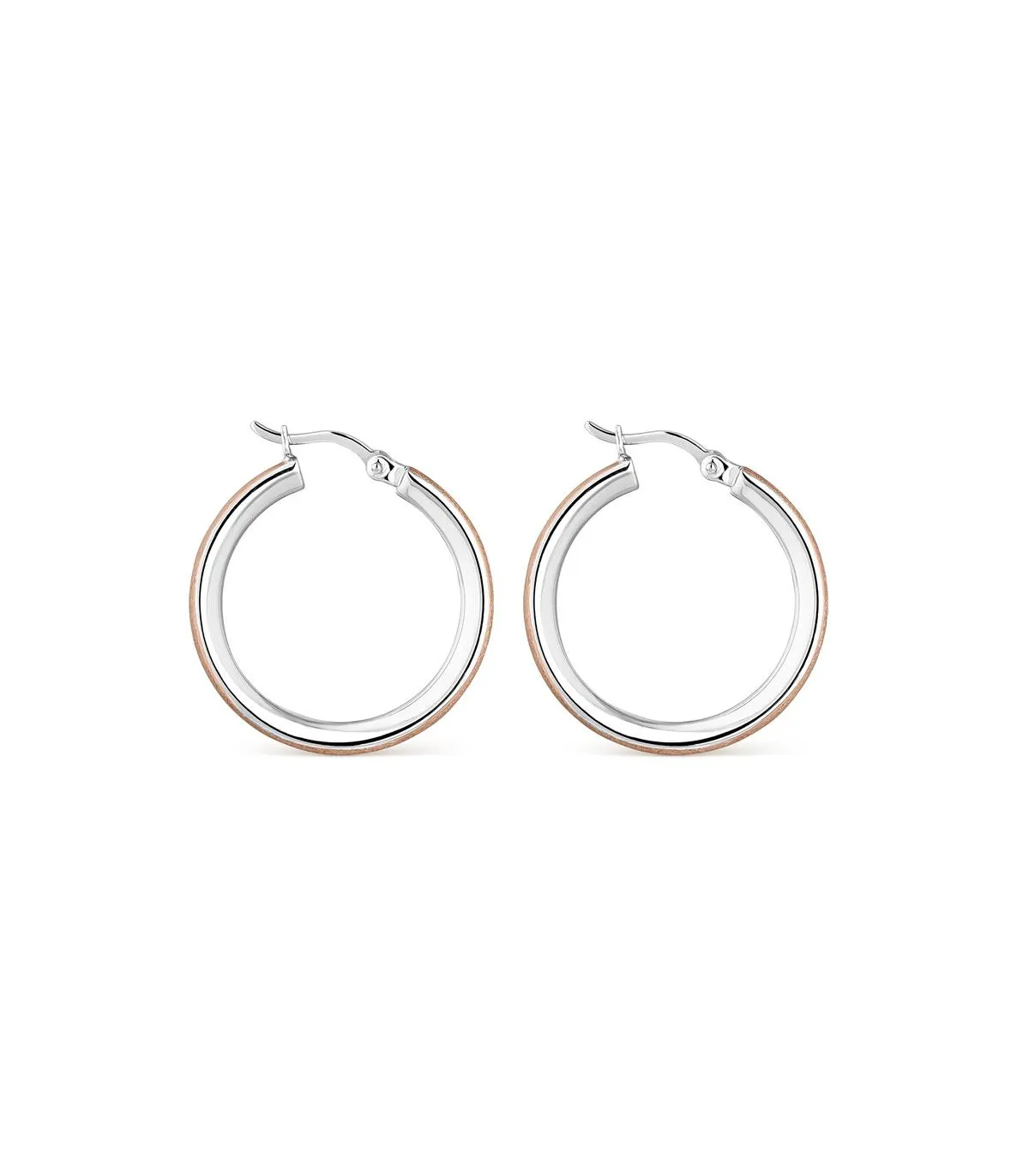 PENDIENTES ITEMPORALITY ARO TEXTURA PLATA BAñO BICOLOR ROSE  SEA400371UU