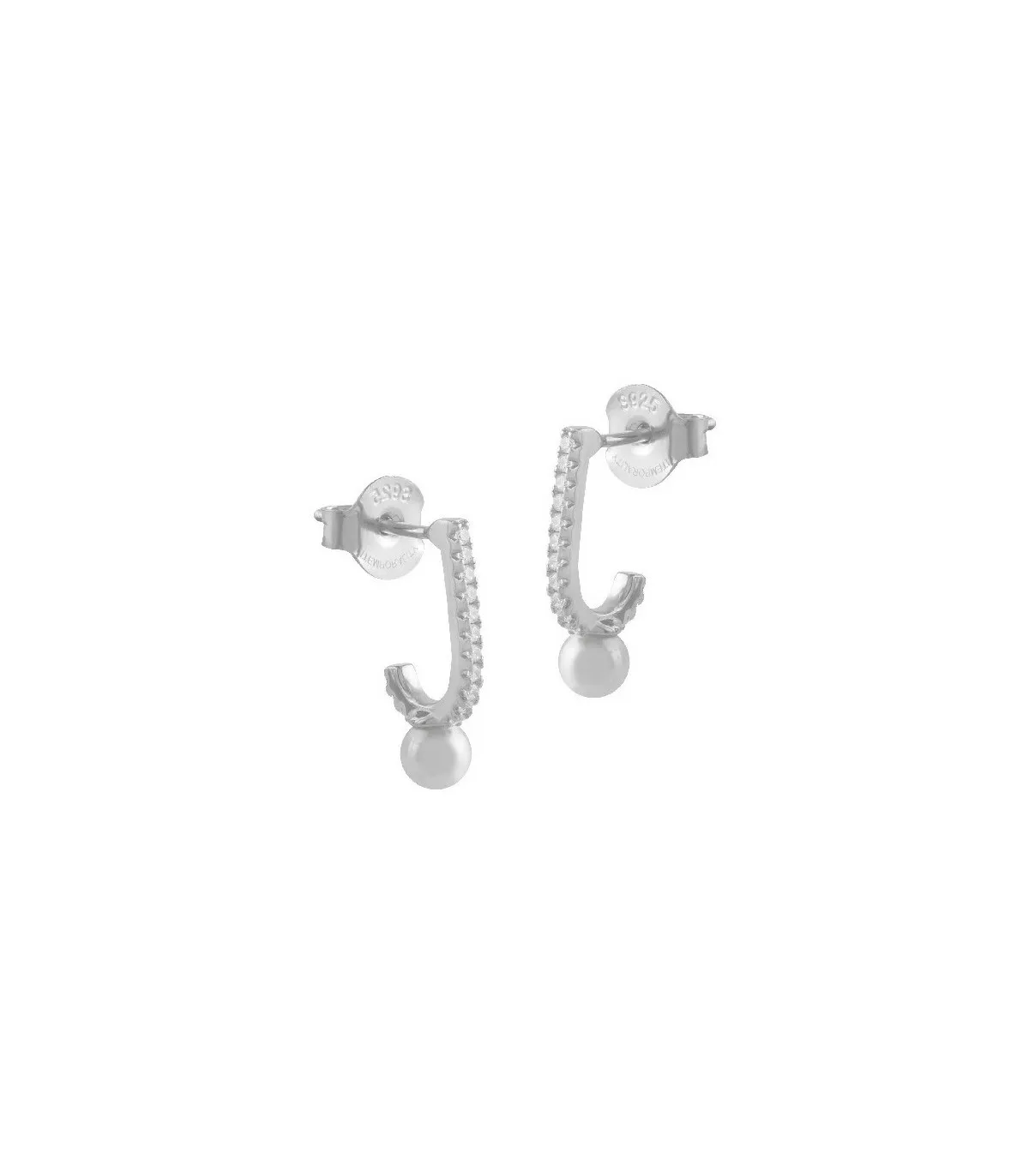 PENDIENTES ITEMPORALITY FORMA J PLATA BAñO RODIO CIRCONITAS Y PERLA  SEA101200UU