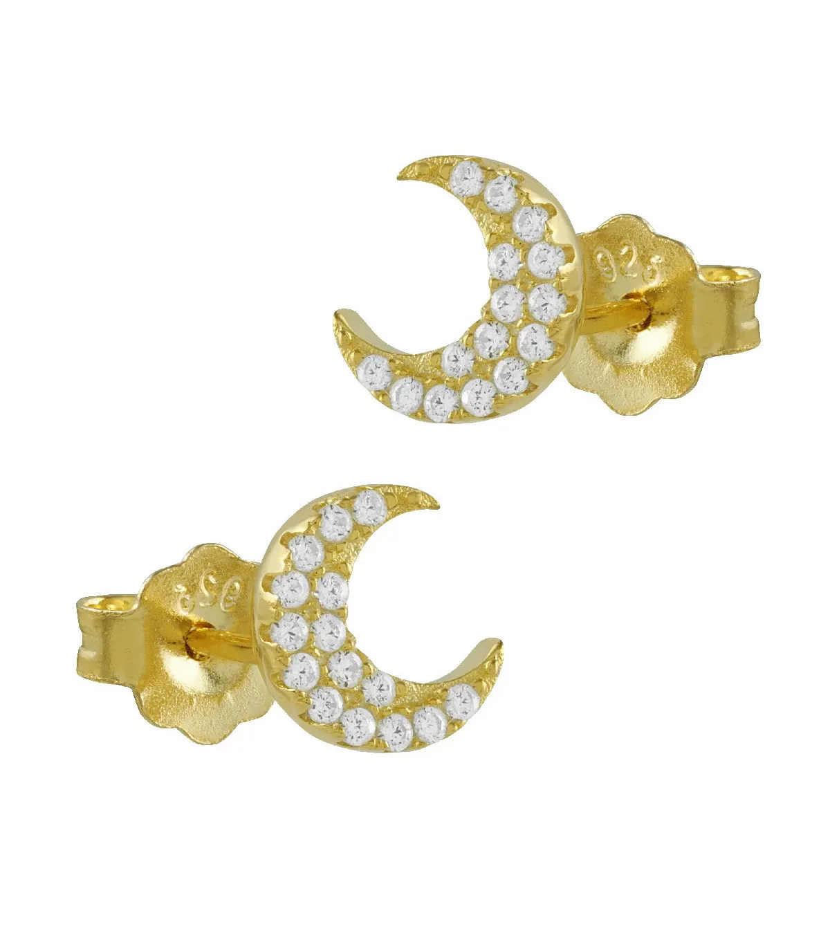 PENDIENTES ITEMPORALITY LUNA PLATA BAñO ORO Y CIRCONITAS  SEA201220UU