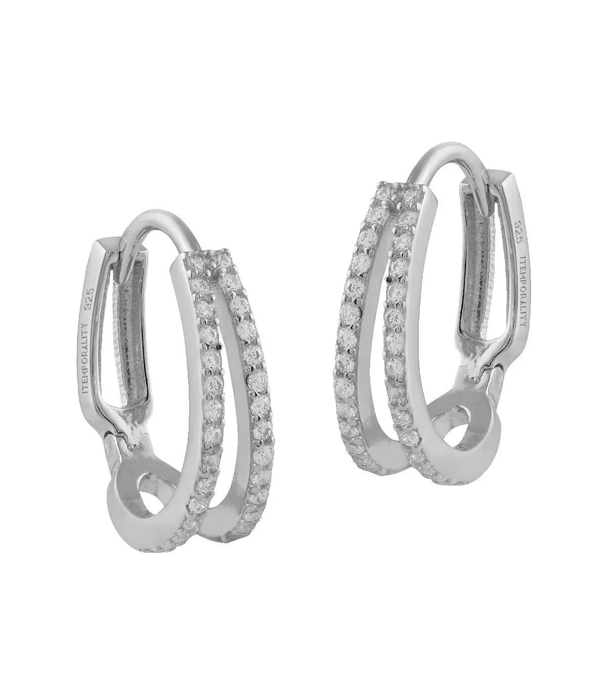 PENDIENTES ITEMPORALITY MINI AROS PLATA RODIADA Y CIRCONITAS  SEA101180UU