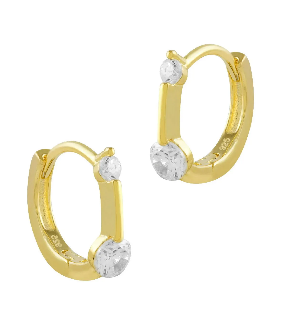 PENDIENTES ITEMPORALITY MINI CRIOLLAS DOS CIRCONITAS PLATA BAñADA EN ORO  SEA201225UU