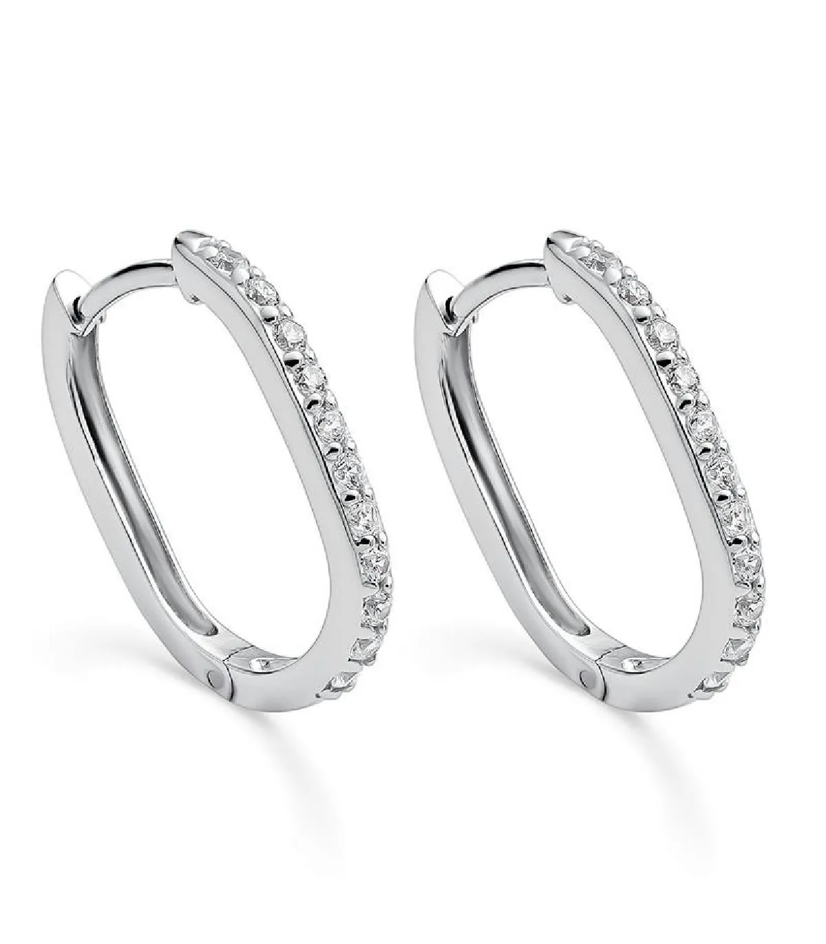PENDIENTES ITEMPORALITY SIENA CRIOLLA OVALADA PLATA BAñO RODIO Y CIRCONITAS BLANCAS  SEA101383UU