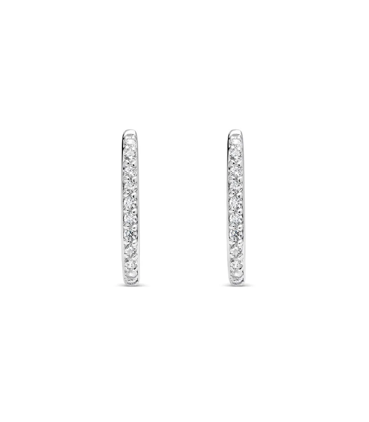 PENDIENTES ITEMPORALITY SIENA CRIOLLA OVALADA PLATA BAñO RODIO Y CIRCONITAS BLANCAS  SEA101383UU