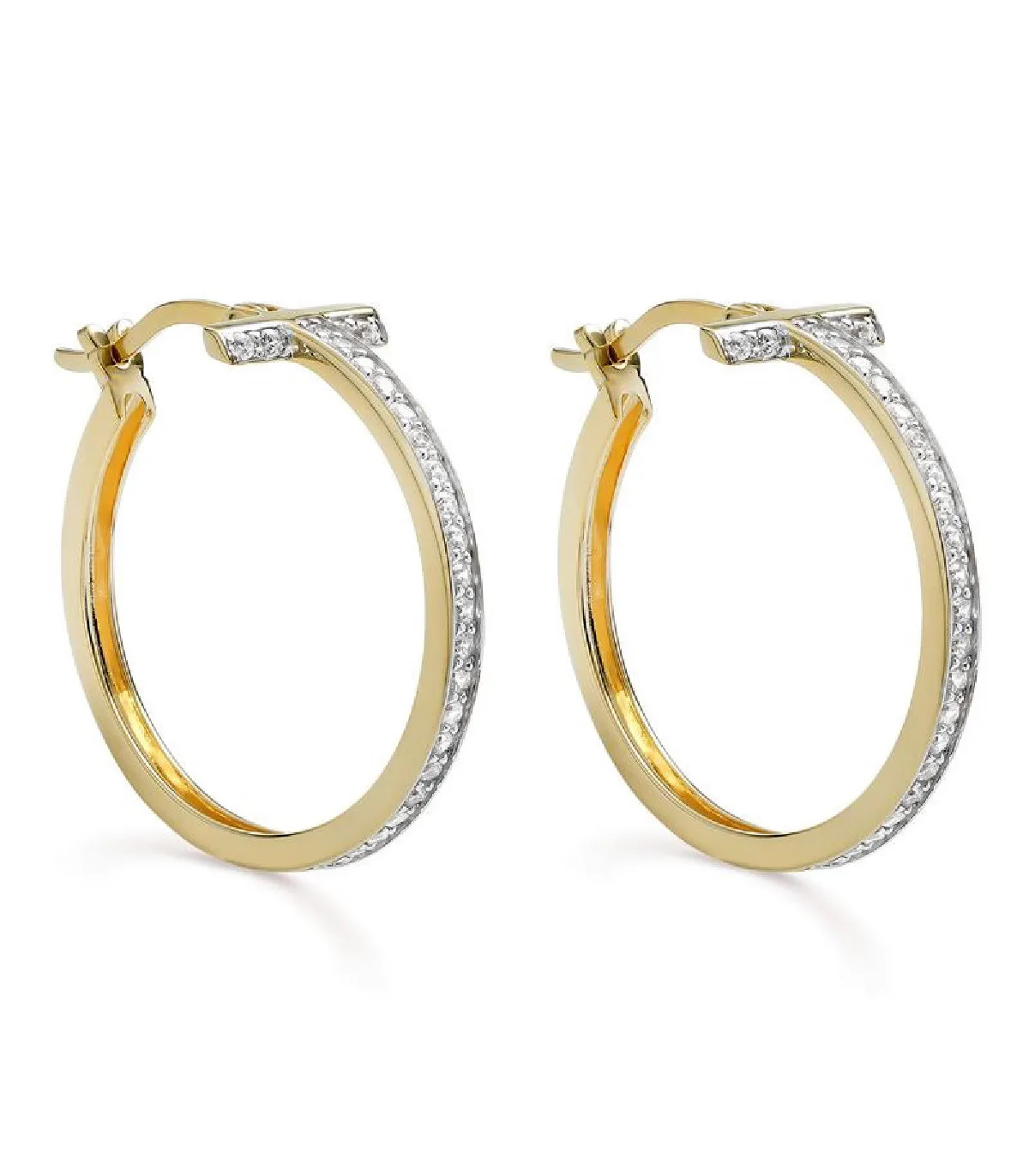 PENDIENTES ITEMPORALITY SIENA CRIOLLAS PLATA BAñO ORO Y CIRCONITAS BLANCAS  SEA401376UU