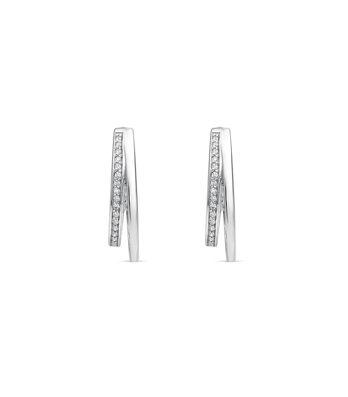 PENDIENTES ITEMPORALITY SIENA DOBLE CRIOLLA PLATA BAñO RODIO Y CIRCONITAS BLANCAS  SEA101379UU