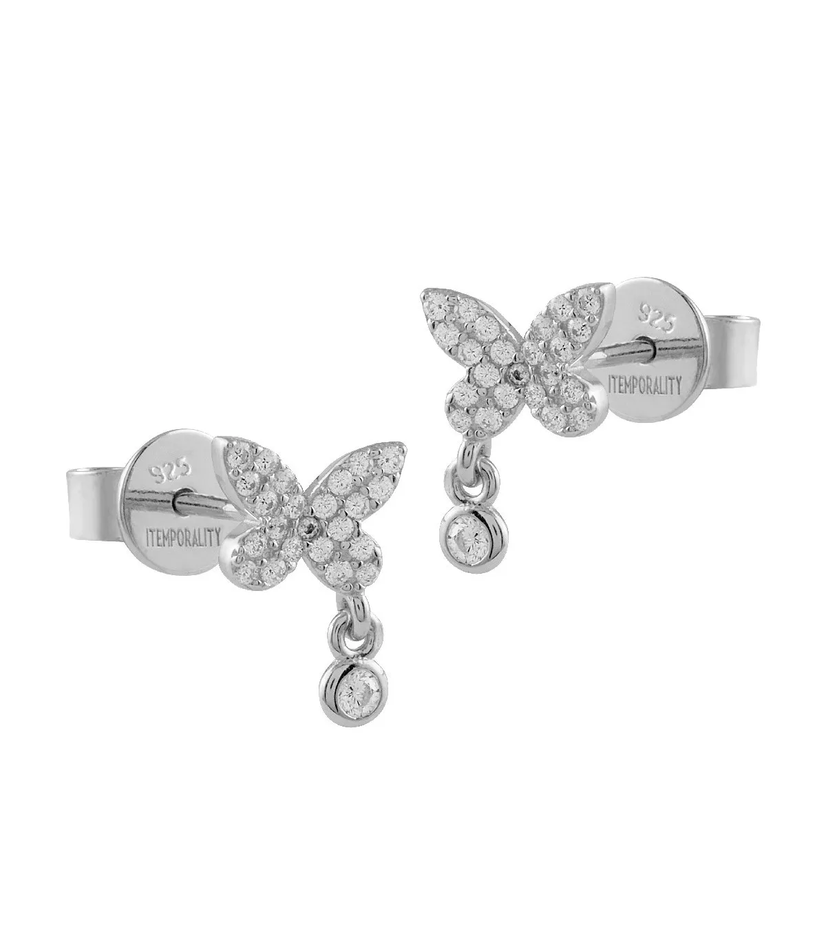 PENDIENTES ITEMPORALITY WHIMSICAL MARIPOSA PLATA RODIADA Y CIRCONITAS  SEA101176UU