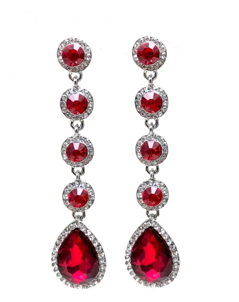 PENDIENTES LAGRIMA  LARGOS DE FIESTA ROJOS, VISTOSOS Y LLAMATIVOS CON LOS QUE ESTARAS GUAPISIMA CON TU VESTIDO DE FIESTA