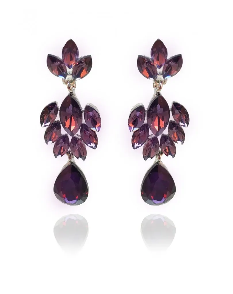 PENDIENTES PARA MUJER MORADOS CON FORMA DE RACIMO
