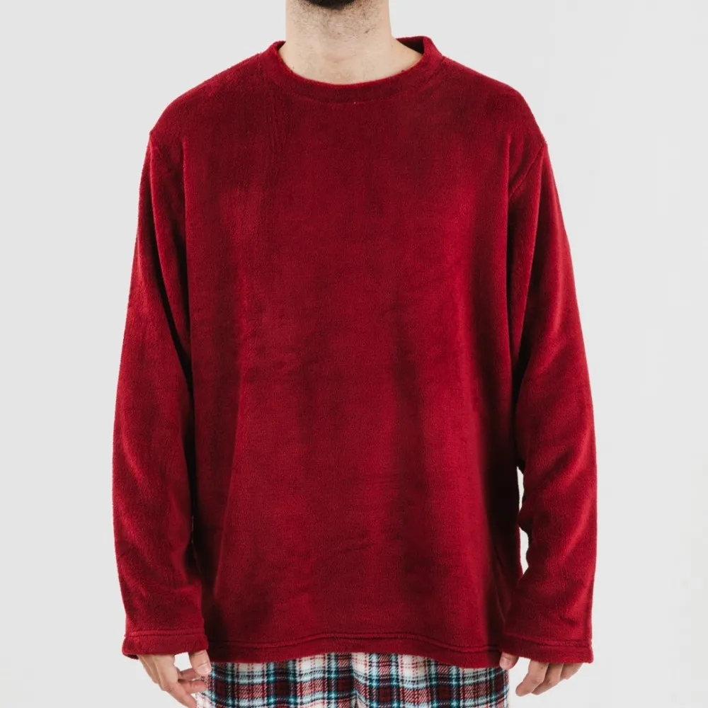 Pijama coral hombre Cuadro Ernesto burdeos