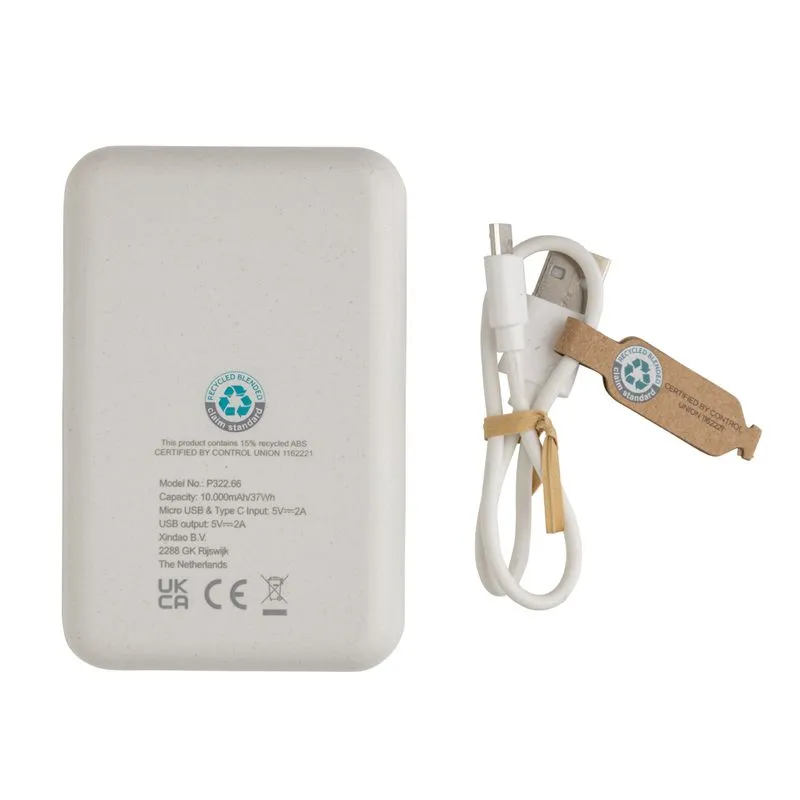 Power bank de plástico reciclado RCS de 10.000 mAh