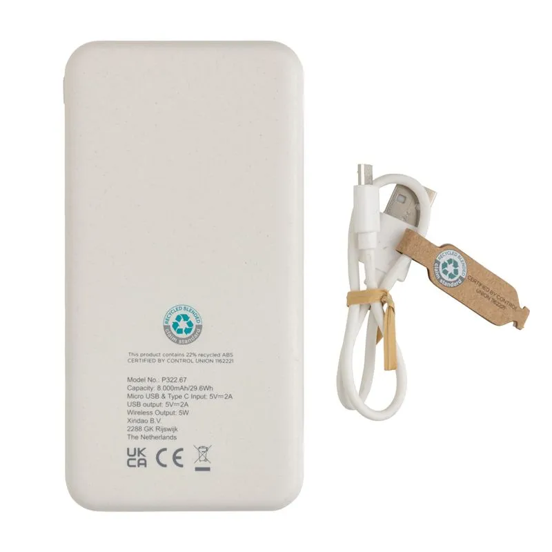Power bank inalámbrico de plástico reciclado estándar RCS