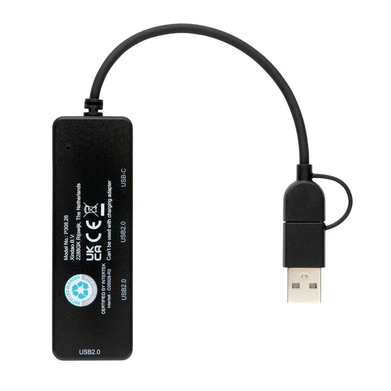 Puerto USB RCS de plástico reciclado con doble entrada